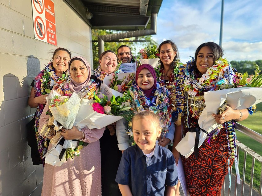 Graduating with some staff after studying together (2020)