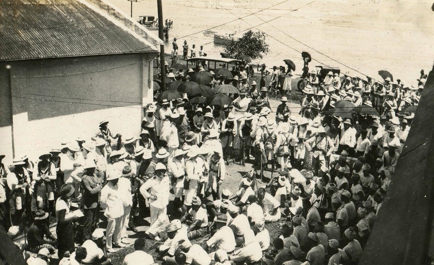 The men were assembled in a lane at the eastern end of town beside the Alcazar Garage. Here they reportedly were given a drink of ‘ava before being driven away to Vaimea Prison.