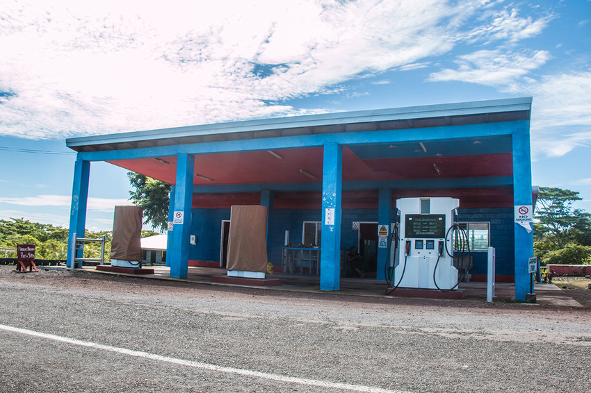 Gas station in Saleaula (village where the lava fields are)