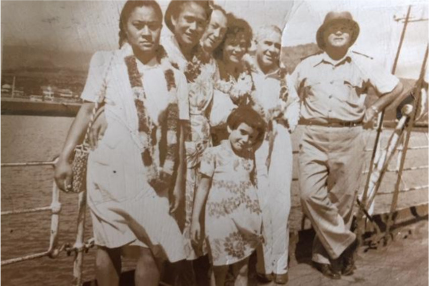 When she was 5yrs old Tagaloatele Peggy's Mum took them back to Samoa to meet the aiga. She started school at Tanugamanono primary school.