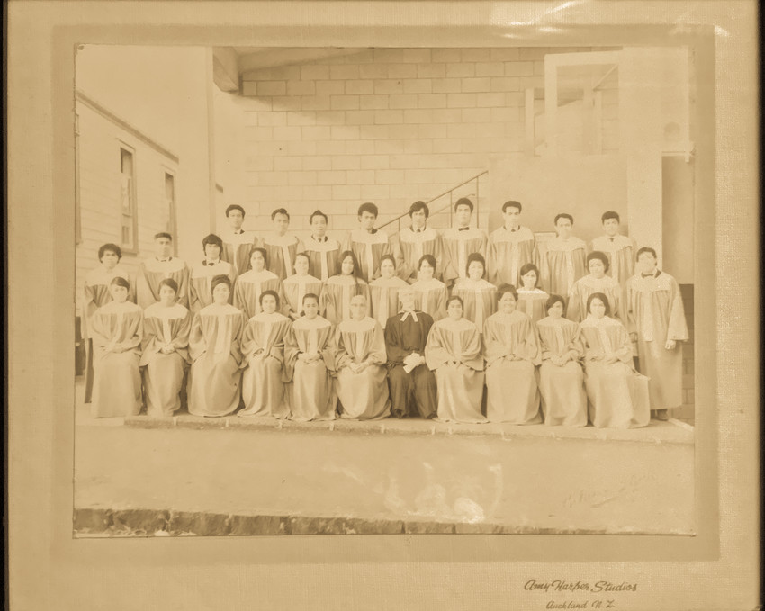 The PIC choir wearing their choir gowns in the 1960s