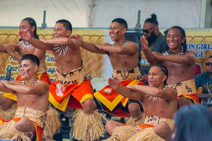 Malachi performing with the St Pauls Samoan Group at Polyfest in 2018