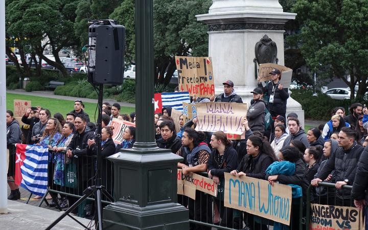 Māori and Pasifika have collaborated on demonstrations around land rights, climate change and West Papua. Photo: RNZ / Johnny Blades