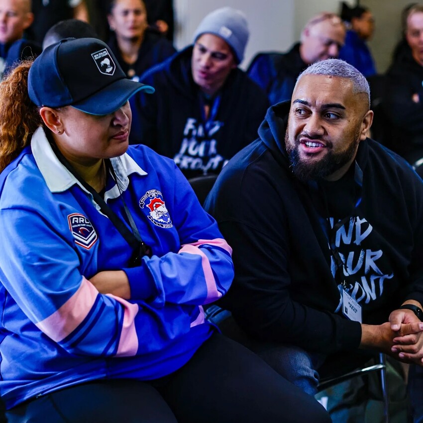 Wellbeing officers from around NZ at the inaugural NZRL wellbeing hui. Photo credit: Cliff Thompson