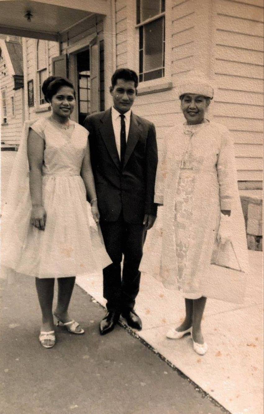 The Enari family's grand aunt, matriarch and choir mistress the late Mrs Epi Phethean nee Enari with their mum the late Mrs Seira Aiono nee Enari and their uncle Tom. circa 1965 Photo Credit Enari Family archives