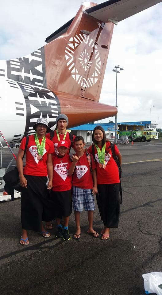 Tonga swim team on their way back from the Fiji Nationals