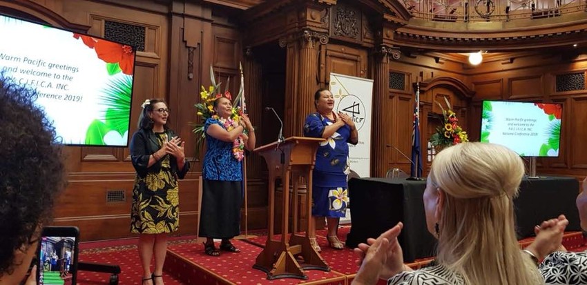 At PACIFICA Inc Conference 2019 Parliament signing and singing Te Aroha