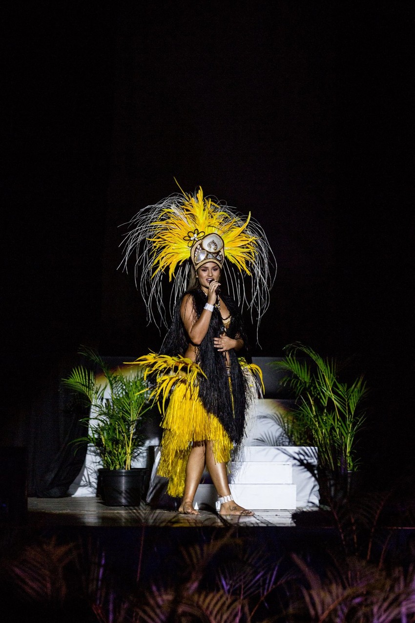 Lydia showing her dancing skills in the Miss Cook Islands pageant