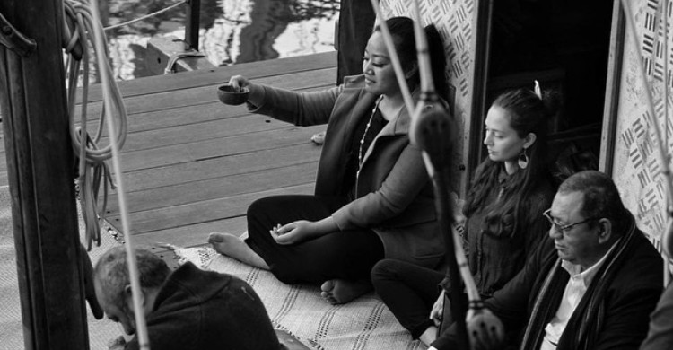 Faiesea at Pacific Visions Kava Ceremony with community leaders. PC: Todd Henry