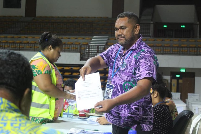 Special votes being tallied by the Office of the Electoral Commission Samoa Photo Credit: OECS