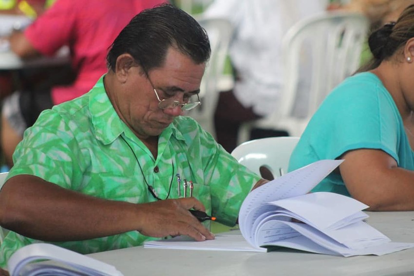 Votes being tallied by the Office of the Electoral Commission in Samoa. Photo Credit: OECS page