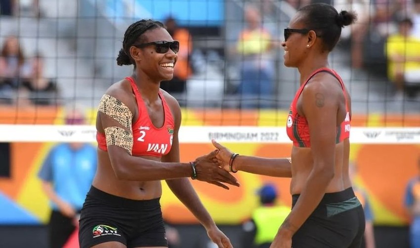 Vanuatu Womens Beach Volleyball team in action Photo Credit: Vanuatu Beach Volleyball FB page