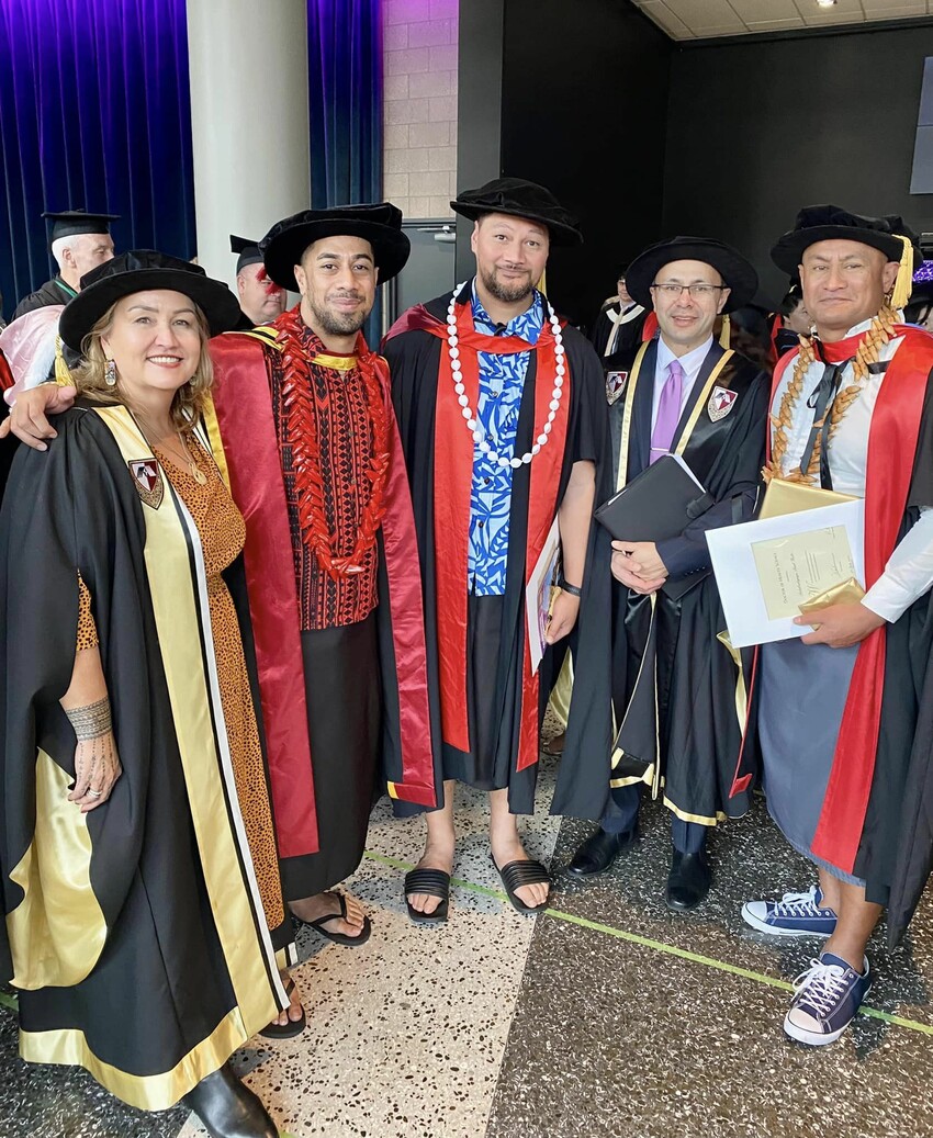 Sina Wendt (ONZM), Myself, Vice Chancellor Toeolesulusulu Professor Damon Salesa, Dr Poluleuligaga Paul Taito and Auala Dr Stephven Kolose.