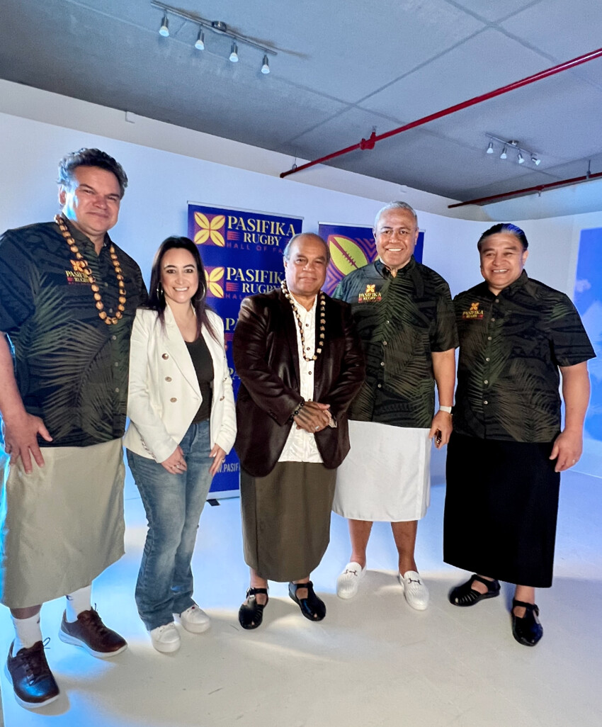 L-R Savae Sir Michael Jones, Nadene Lomu, Aupito Su'a William Sio, Seiuli Jesse Sapolu and Saveatama Eroni Clarke