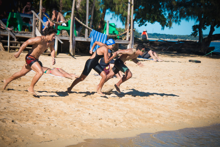 Swimmers training in the ocean at Pangaimotu Island & the American Wharf in Nuku'alofa