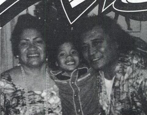 Young Dwayne with his grandparents Lia & Peter Maivia