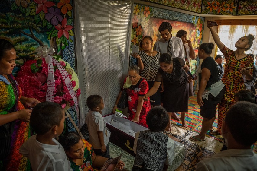 The funeral of Valisa Talosaga, 2, who died in a measles epidemic. Photo credit: Matthew Abbott via the New York Times