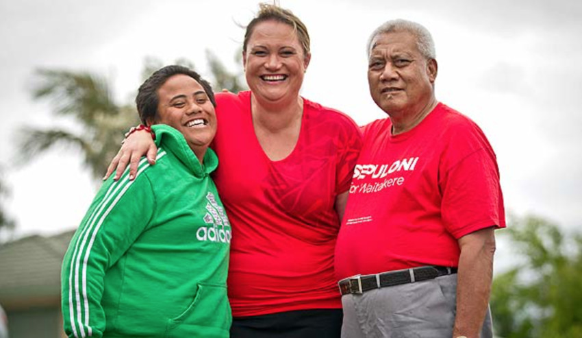 Carmel with her son Bailey and father Kamisi. Photo Credit: Lawrence Smith/Stuff