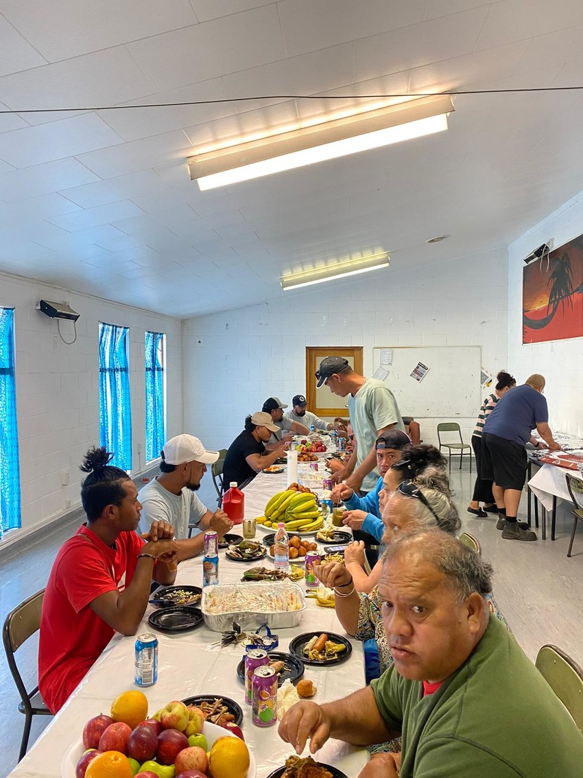 Kai kai time at the Cook Islands Community Centre in Flaxmere