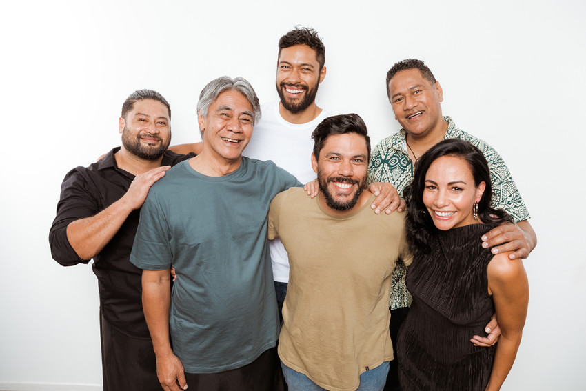 Uli with cast members of The Legend of Baron To'a and Director Kiel McNaughton