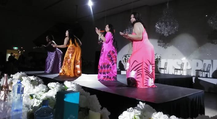 Contestants open up the show wearing Samoan Arilei Couture Designs