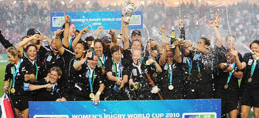 Black Ferns celebrate their win over England in 2010