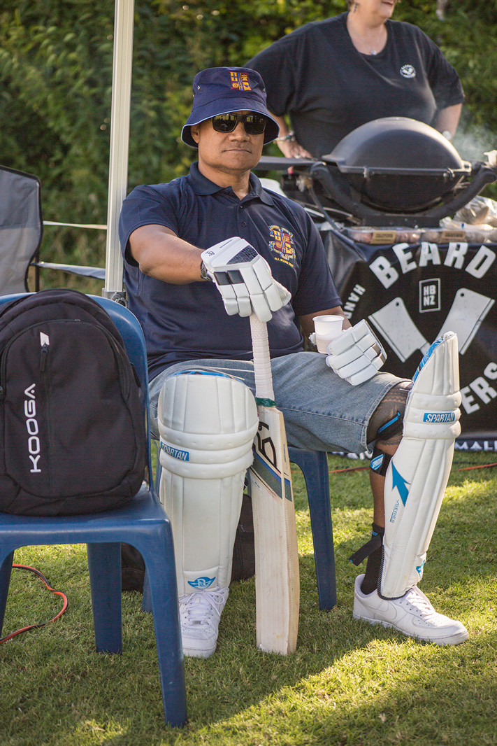 Actor, Director & Writer Oscar Kightley waits his turn to bat