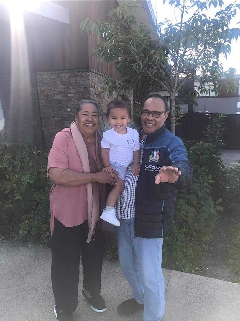 Nanai with his wife and grandson