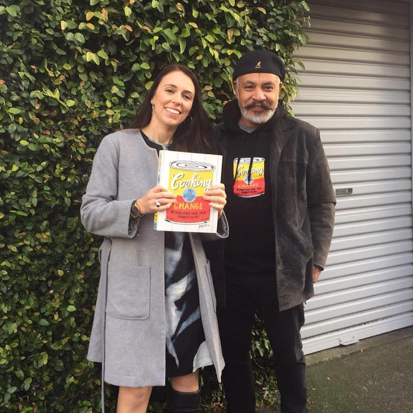 The NZ Prime Minister Jacinda Ardern holding 'Cooking for Change' with Patrick