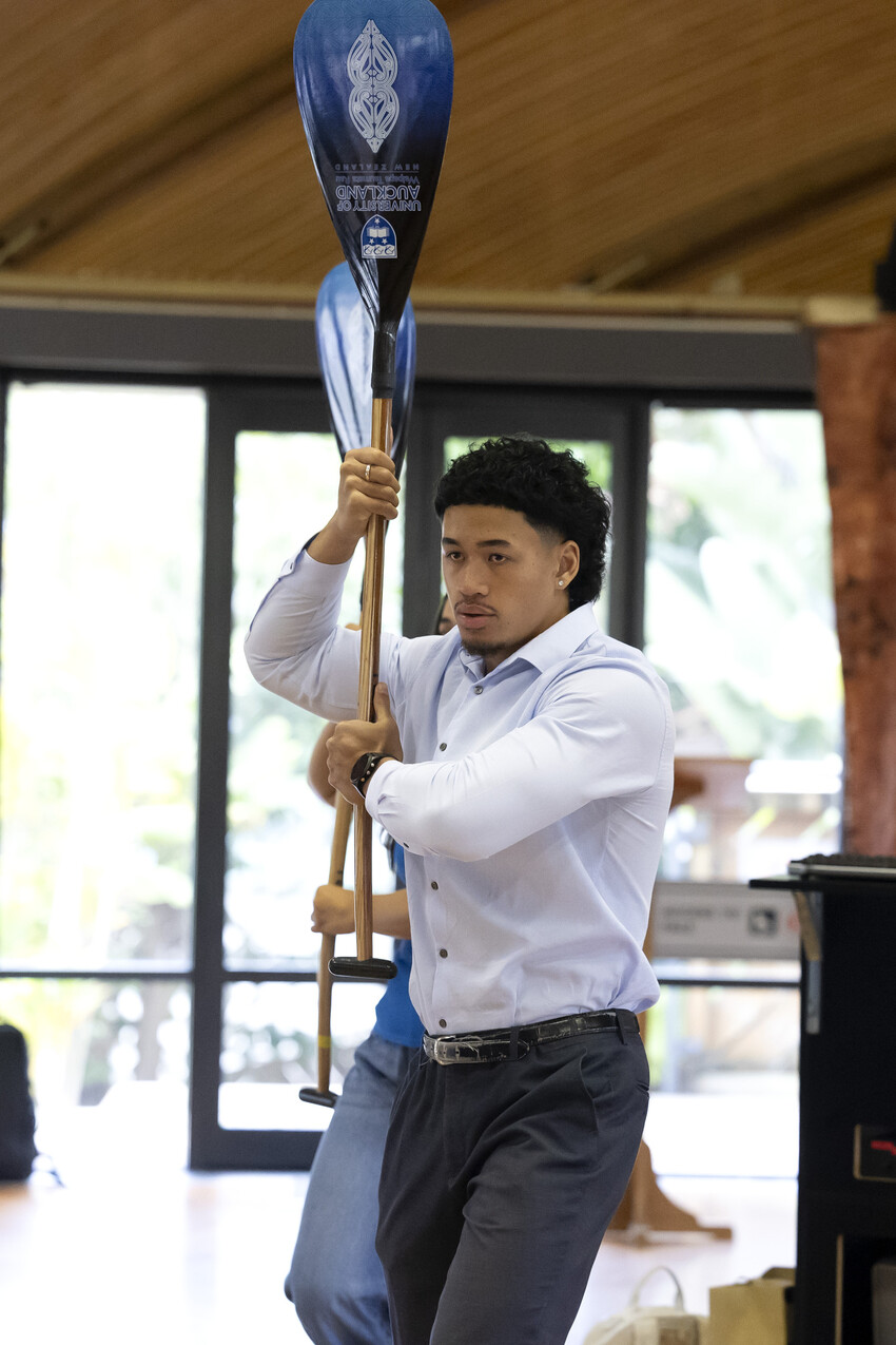 'Waipapa Taumata Rau' perform a haka at their team farewell & blessing. Photo Credit: University of Auckland / Ben Campbell