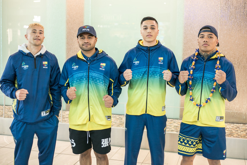 Niue Boxing L-R Deniro Pao-Clark, Travis Tapatuetoa, Xavier Mata'afa Ikinofo and Duken Williams