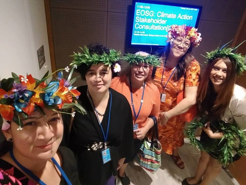 Lagipoiva with other Pacific Islanders at the Ocean Conference in New York