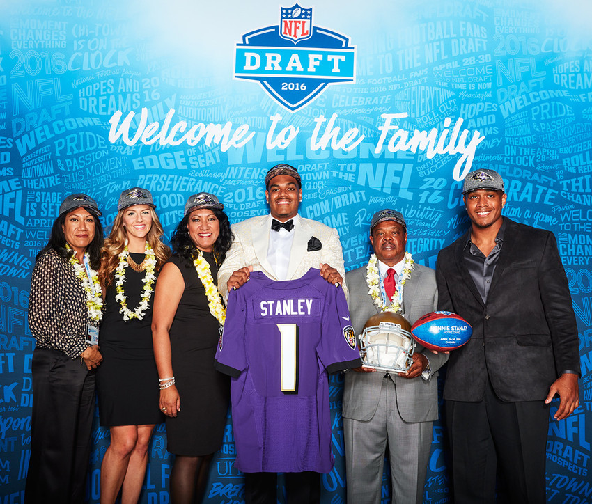 Ronnie with his parents Juli & Ron Stanley and family members at the 2016 NFL Draft