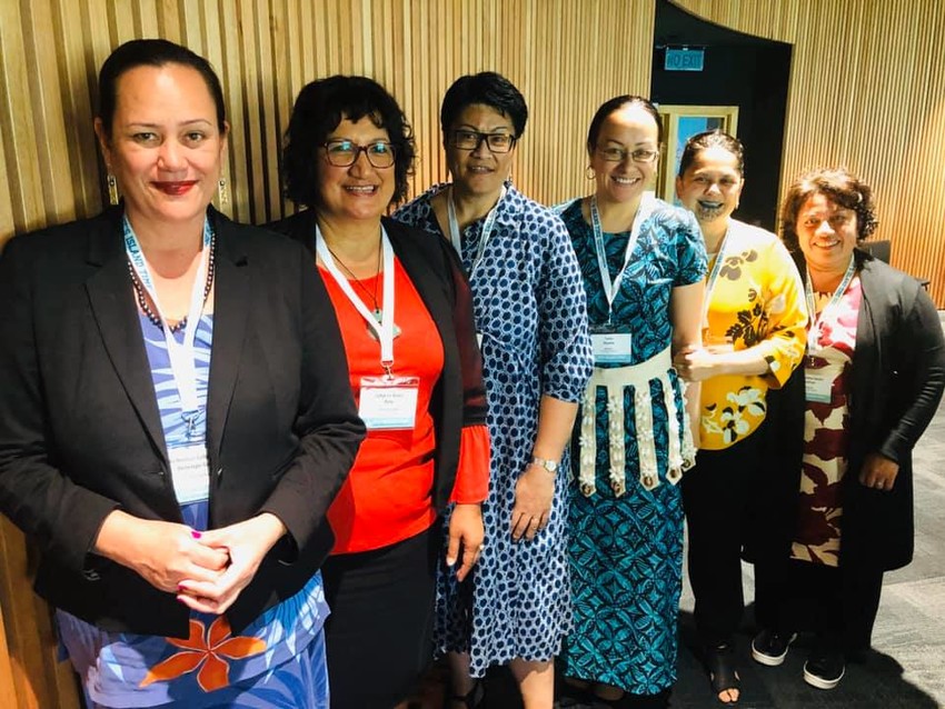 Māori and Pasifika legal figureheads Faumui Penelope Ginnen, La-Verne King, Ida Malosi, Tania Sharkey, Ophir Cassidy and Ali'imuamua Sandra Alofivae (pictured left to right). Photo: Pacific Lawyers Association