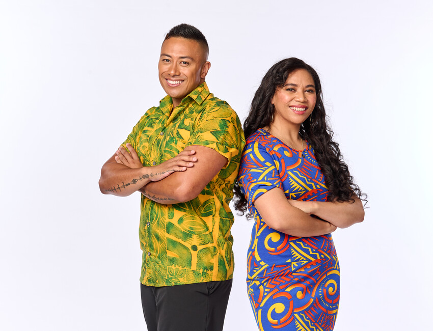 Johnson with co-host Alice Lolohea