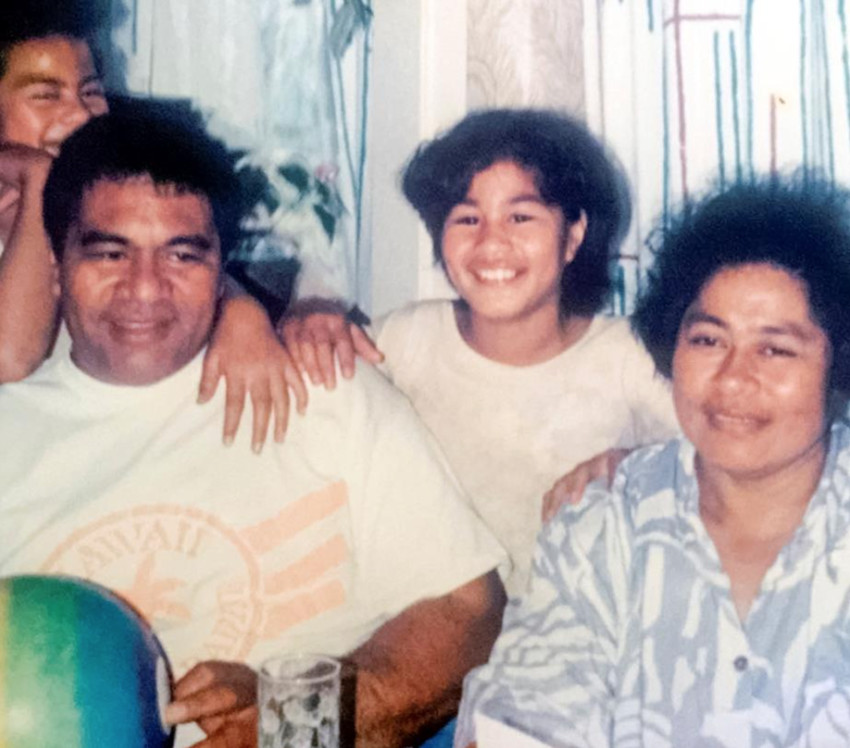 A young Fiao'o with her Dad Tavita and Mum Nasareta.