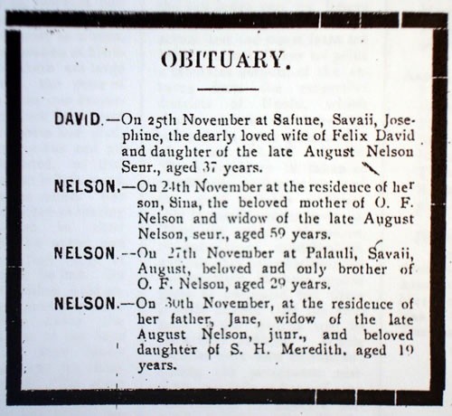 Nelson family obituaries