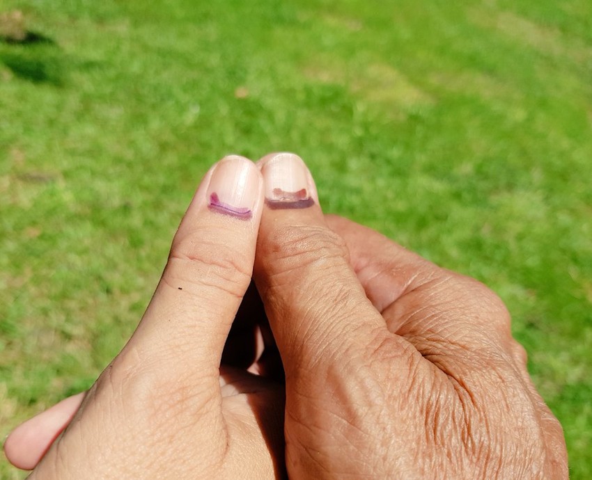 Ink on your thumb nails to show you have voted. Photo Credit Mele Mauala