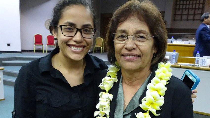 Dr Hilda C. Heine with her daughter, Climate activist Kathy Jetnil-Kijiner