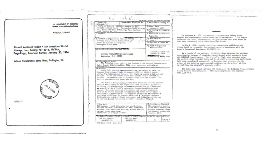 Accident Description January 30th 1974