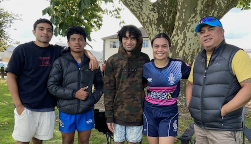 Paulina Tapua'i-Soti now gets to dip her feet into some hobbies of her own. Her dad and siblings supporting one of her recent rugby games. Photo: Supplied