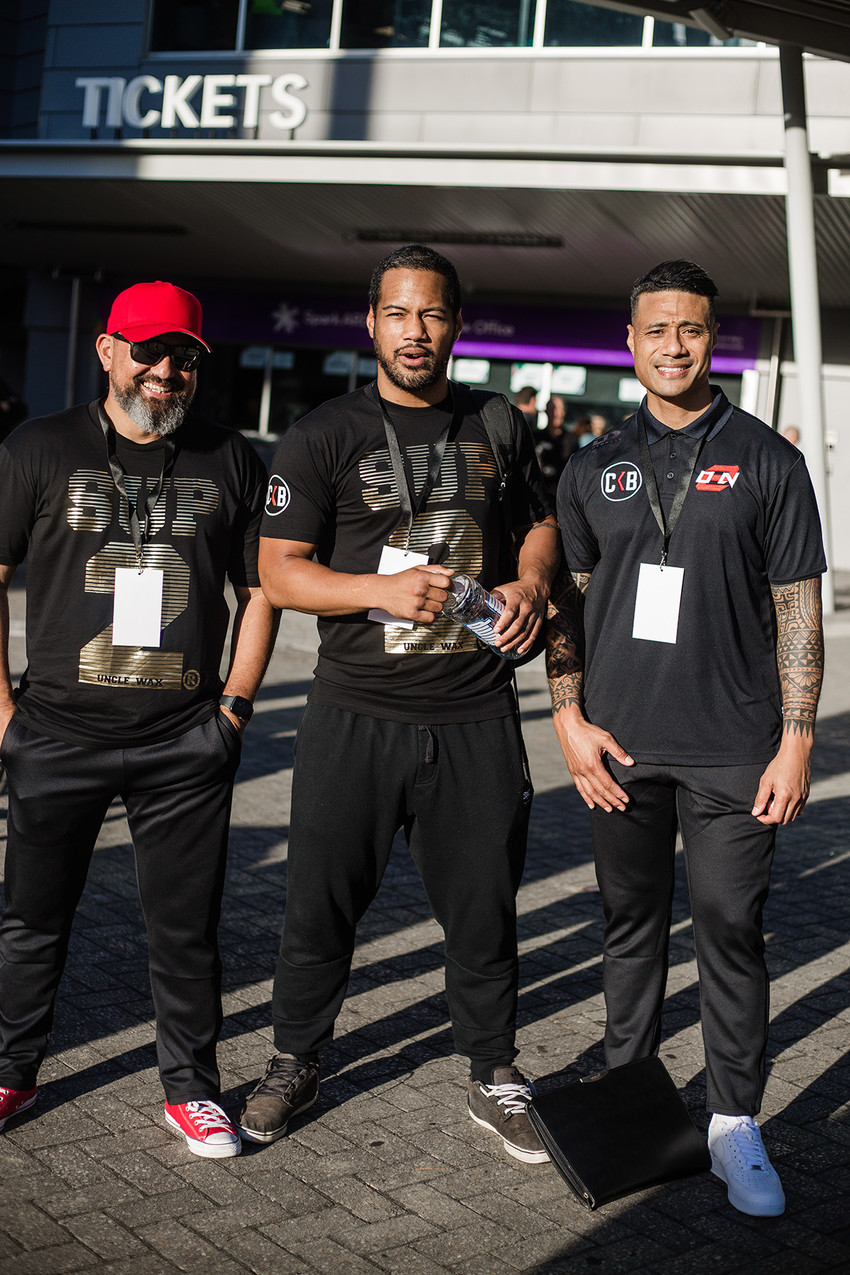 Steve with business partner James Cornett (Left) and Heavyweight boxer Hemi Ahio (Middle)