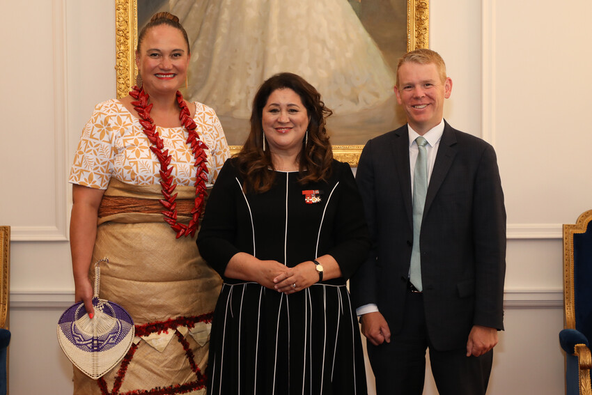 Carmel Sepuloni and Chris Hipkins with the Governor General of New Zealand when they were appointed to Deputy PM and Prime Minister