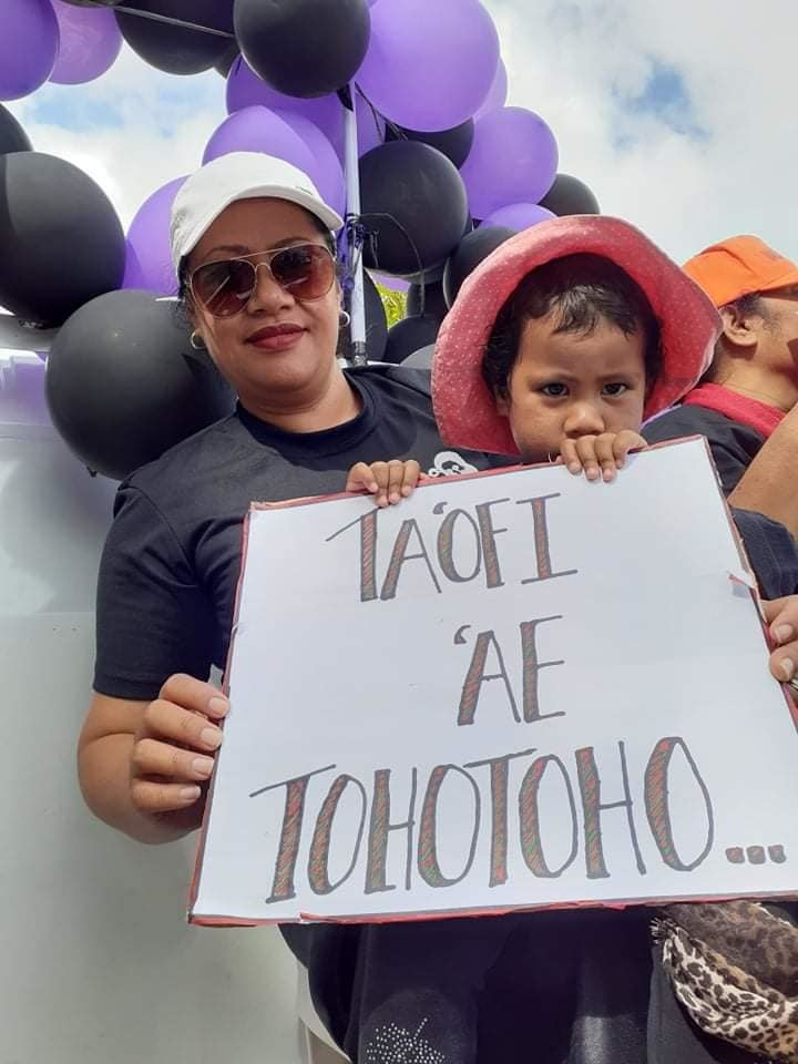 WCCC staff Kilisitina Pifeleti and her daughter Manae boldly stating "STOP RAPE" - its never too early to teach your kids to be advocates