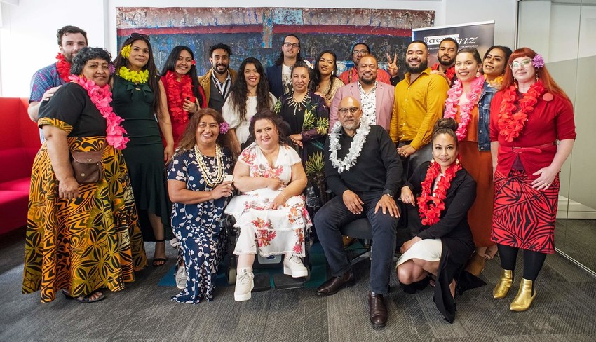 Lusi with other Creative NZ Pasifika Arts awards recipients Photo credit Raymond Sagapolutele
